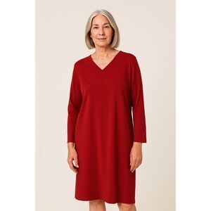 EILEEN FISHER Red Long Sleeve Viscose Midi Shift Dress Women's Size XS